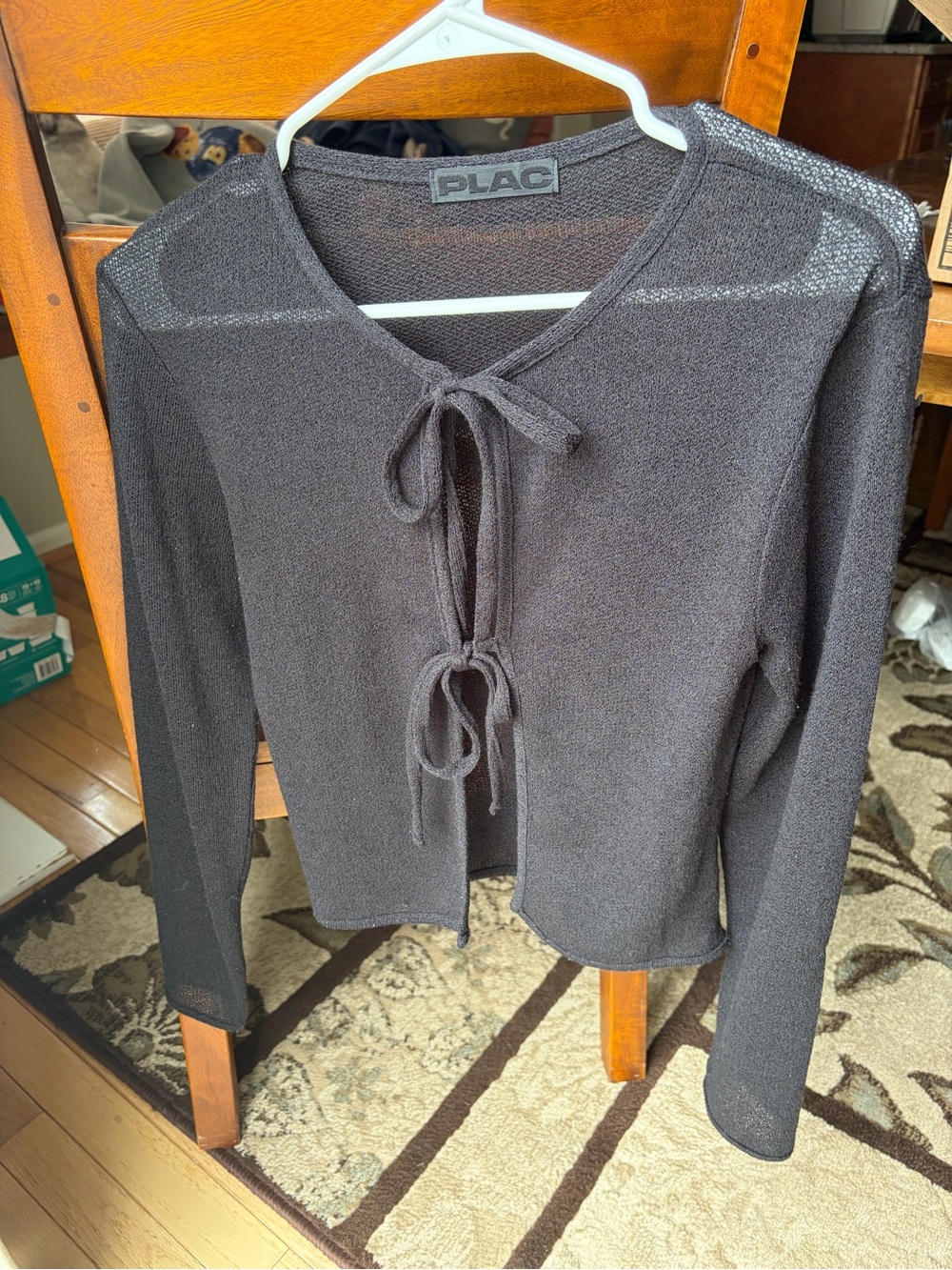 PLAC Black Tie-Front Knit Cardigan